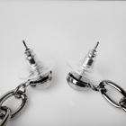 Серьги висячие «Тренд» кольца на цепи, цвет серый металл - фото 25563095