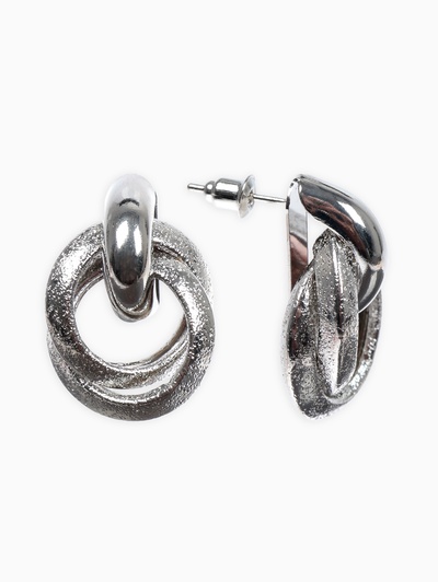 Серьги металл «Фьюче» круги плетения, цвет серебро