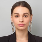 Серьги металл "Цепь" овальные звенья 3шт, цвет серебро - фото 24467771