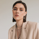 Кулон "Цепь" многоярусный, жемчужинка с медальоном, цвет белый в серебре, L=54 см - фото 24496339