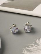 Клипсы для ушей QF «Вечеринка», крупные кристаллы, белая в серебре - Фото 1