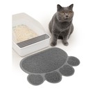 Коврик 2-в-1 под миску/туалет животных "Лапка", 40 х 30 см, тёмно-серый - фото 26973625