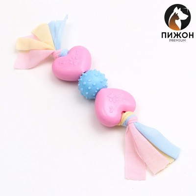 Игрушка жевательная Пижон Premium на верёвке, 3 элемента, термопластичная резина, МИКС