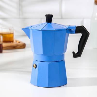Кофеварка гейзерная «Гармония», на 3 чашки, цвет тёмно-голубой