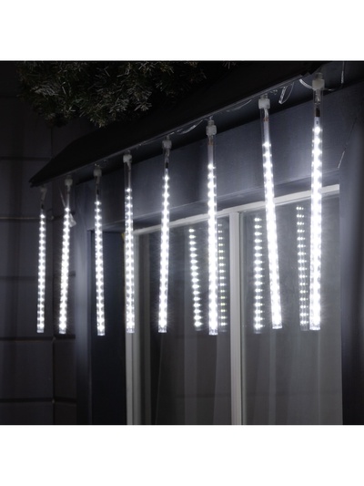 Гирлянда «Сосульки» 2.5×0.3 м, IP65, прозрачная нить, 192 LED, свечение белое с эффектом стекания, 12 В