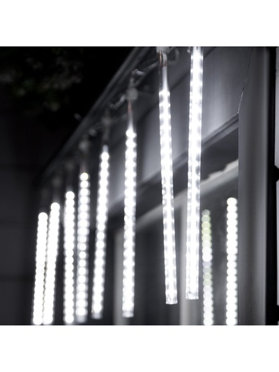 Гирлянда «Сосульки» 2.5×0.3 м, IP65, прозрачная нить, 192 LED, свечение белое с эффектом стекания, 12 В