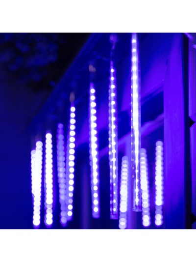 Гирлянда «Сосульки» 2.5×0.3 м, IP65, прозрачная нить, 192 LED, свечение синее с эффектом стекания, 12 В
