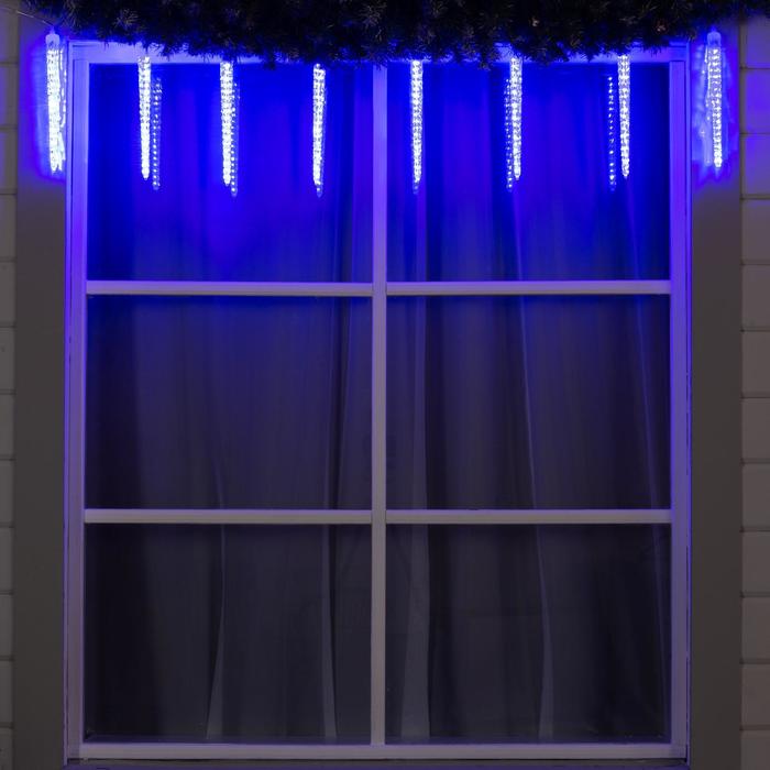 Гирлянда «Сосульки рифленые» 2.5 × 0.3 м, IP65, прозрачная нить, 192 LED, свечение синее с эффектом стекания, 12 В - фото 1896904078