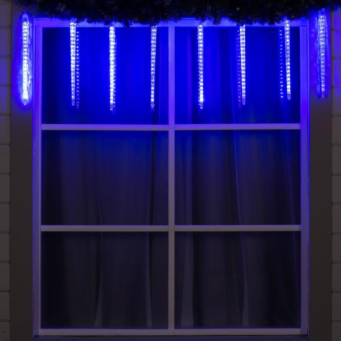 Гирлянда «Сосульки рифленые» 2.5 × 0.42 м, IP65, прозрачная нить, 288 LED, свечение синее с эффектом стекания, 12 В - фото 1896904129