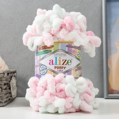 Плюшевая пряжа для вязания руками ALIZE, Puffy color, 100 % микрополиэстер, 9 м/100 г, (6052)