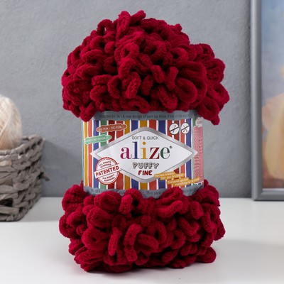 Плюшевая пряжа для вязания руками ALIZE, Puffy fine, 100% микрополиэстер, 14.5 м/100 г, (107)