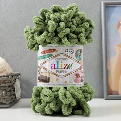 Плюшевая пряжа для вязания руками ALIZE, Puffy, 100 % микрополиэстер, 9 м/100 г, (485 трава)