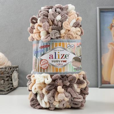 Пряжа "Puffy Fine Color" 100% микрополиэстер 14,5м/100гр (6034 коричн-св.беж)