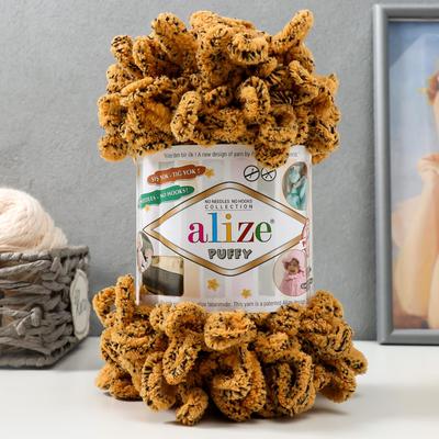 Плюшевая пряжа для вязания руками ALIZE, Puffy, 100 % микрополиэстер, 9 м/100 г, (716 леопард)