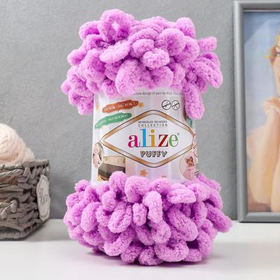 Плюшевая пряжа для вязания руками ALIZE, Puffy, 100 % микрополиэстер, 9 м/100 г, (378 орхидея)