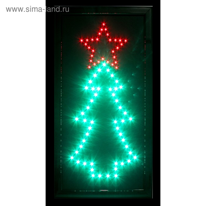 Вывеска светодиодная LED 25*48 см. "Елка", 220V - Фото 1