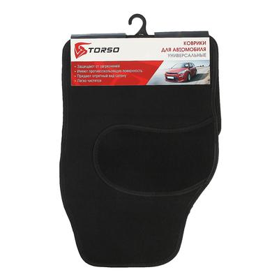 Коврики автомобильные TORSO, ворс, 62×42 см, 43×30 см, черный, набор 4 шт.