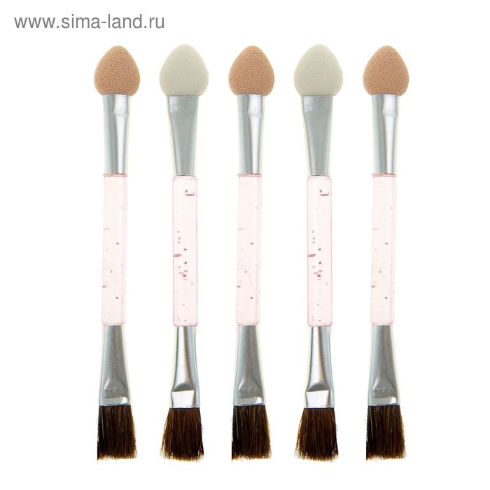 Аппликатор для теней двусторонний, с кисточкой, 5шт, цвет прозрачный - Фото 1