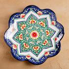 Ляган узбекский Риштанская Керамика «Цветы», d=32 см, синий, рифлённый - Фото 4