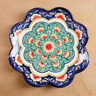 Ляган узбекский Риштанская Керамика «Цветы», d=32 см, синий, рифлённый - Фото 6