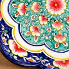 Ляган Риштанская Керамика "Цветы", 32 см, синий, рифлённый - фото 4317156