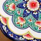 Ляган Риштанская Керамика "Цветы", 32 см, синий, рифлённый - фото 4317158