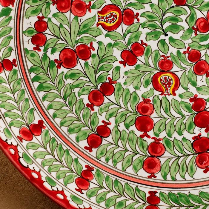 Ляган Риштанская Керамика "Гранаты", 37 см, красный - фото 1905726873