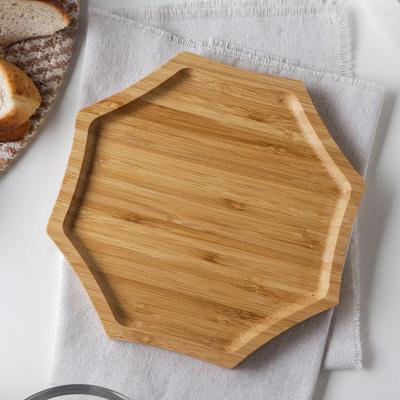 Блюдо для подачи Доляна Striata, 19×19×1.5 см, бамбук, бежевое