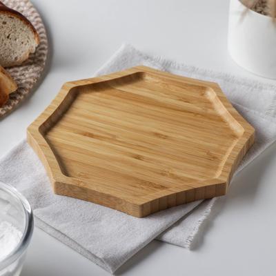 Блюдо для подачи Доляна Striata, 19×19×1.5 см, бамбук, бежевое