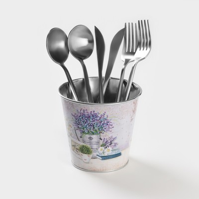 Подставка для столовых приборов «Прованс», 12×12×11 см, металл, рисунок МИКС