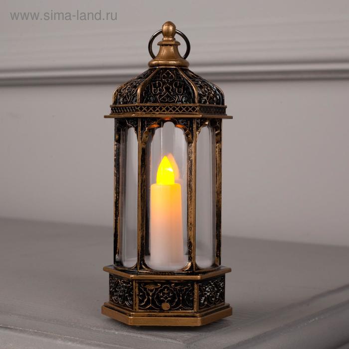 Фигура свет. "Ротонда бронзовая, 1 свеча" 14х6.3х6.3 см, 1 LED, 3хAG13, Т/БЕЛЫЙ - Фото 1