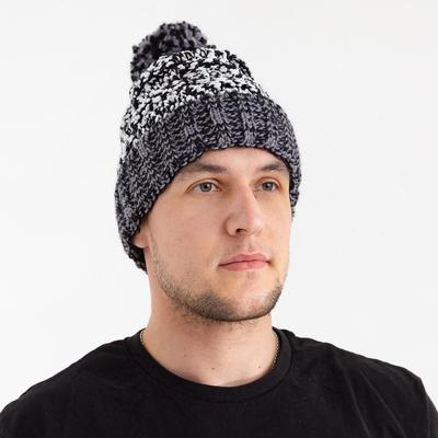 Шапка мужская MINAKU с помпоном, размер 56, цвет черный