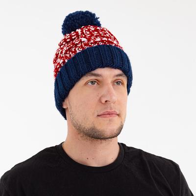 Шапка мужская MINAKU с помпоном, размер 56, цвет красный