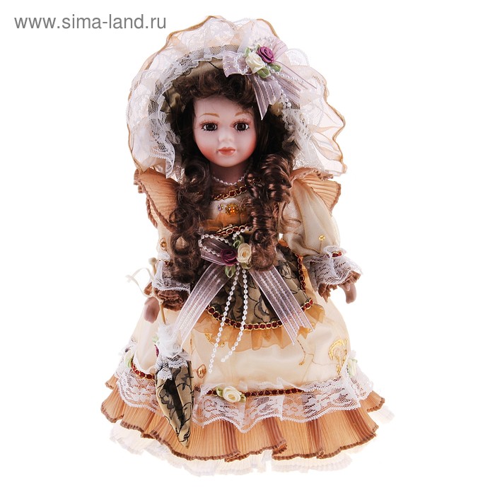 кукла коллекционная керамика барышня Николь в гречичном 30 см - Фото 1