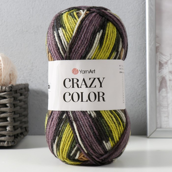 Пряжа "Crazy color" 25% шерсть, 75% акрил 260м/100гр (170) - Фото 1