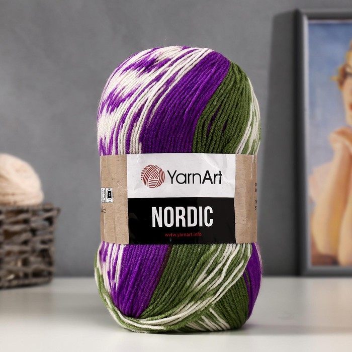 Пряжа для вязания спицами, крючком YarnArt, Nordic, 20% шерсть, 80% акрил 510 м/150 г, (666) - Фото 1
