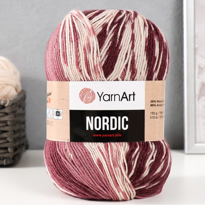 Пряжа "Nordic" 20% шерсть, 80% акрил 510м/150гр (665) - Фото 1