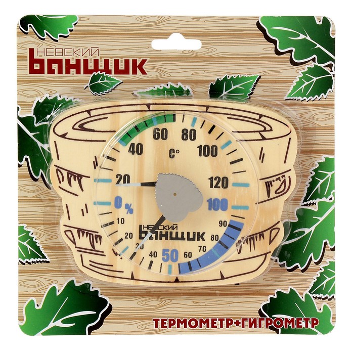 Термометр-гигрометр "Шайка" для бани и сауны - фото 1881732067