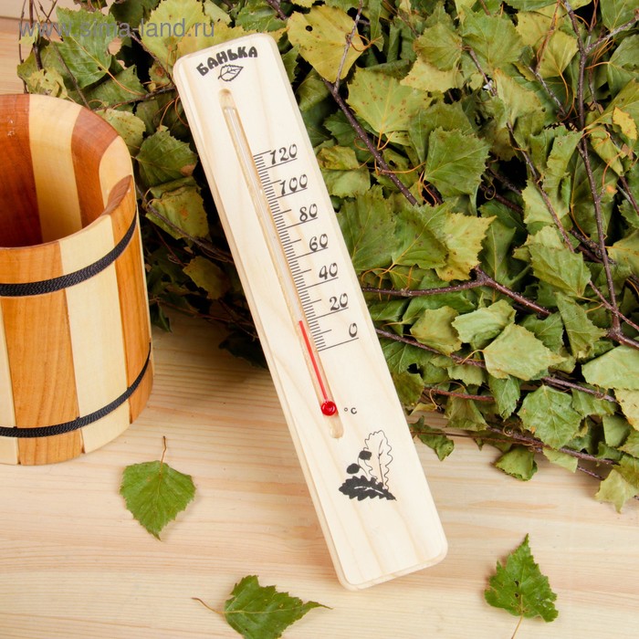 Деревянный термометр для бани Классика, спиртовой, малый, - Фото 1