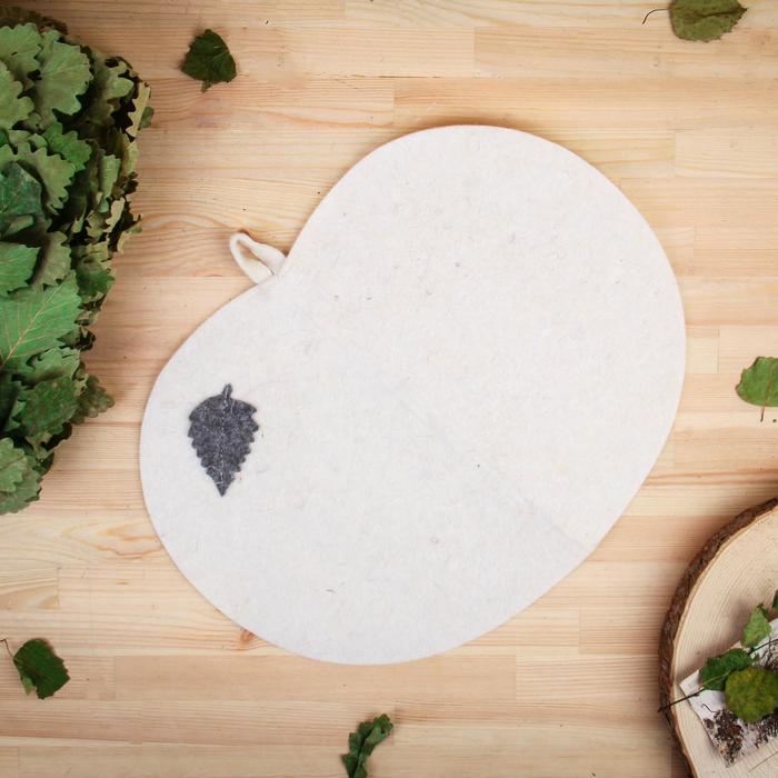 Коврик - сидушка для бани и сауны «Классический», 46×26 см, 70% полиэфир, 30% шерсть, с вышивкой, белый - Фото 1