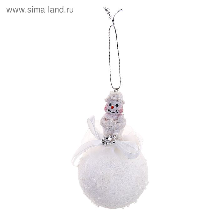Шар пластик декор d-12 см "Снеговик" белый - Фото 1