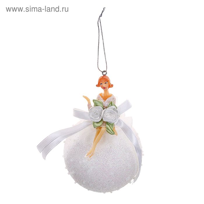 Шар пластик декор d-12 см "Фея" белый - Фото 1