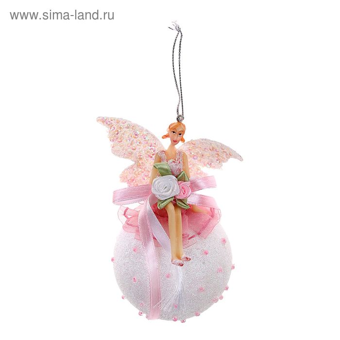 Шар пластик декор d-12 см "Фея" розовый - Фото 1