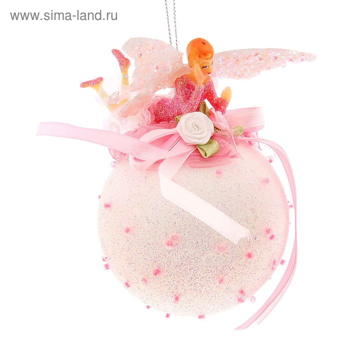 Шар пластик декор d-12 см "Фея с розами" розовый - Фото 1