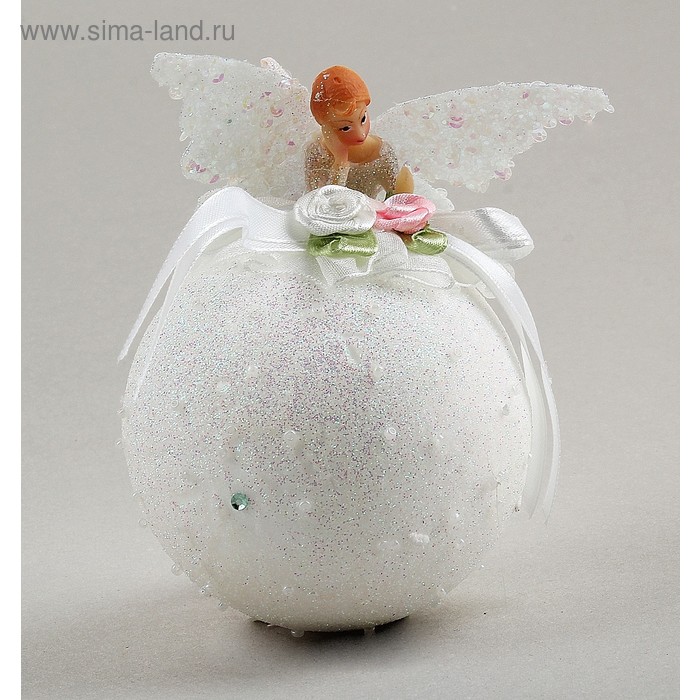 Шар пластик декор d-12 см "Феечка" белый - Фото 1