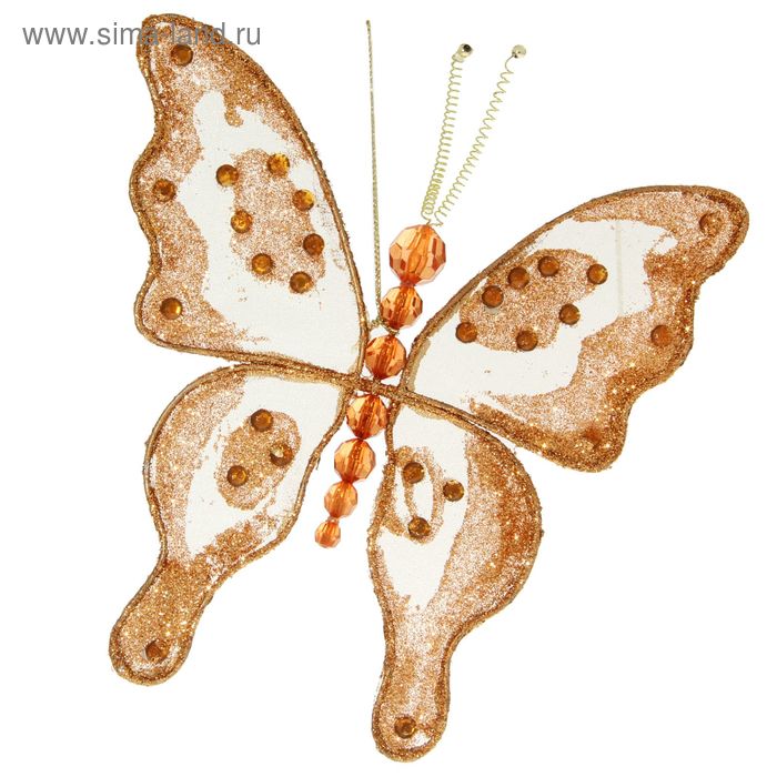 украшение новогоднее бабочка бронза 18 см - Фото 1