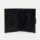 Портмоне мужское на кнопке, для купюр, для карт, для монет, цвет чёрный - Фото 4