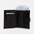 Портмоне мужское на кнопке, для купюр, для карт, для монет, цвет чёрный - Фото 2