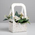 Коробка-переноска для цветов «Веточки», 17 × 12 × 32 см - фото 5412614