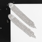 Серьги висячие со стразами «Лёд» полукруг, белые в серебре - Фото 6